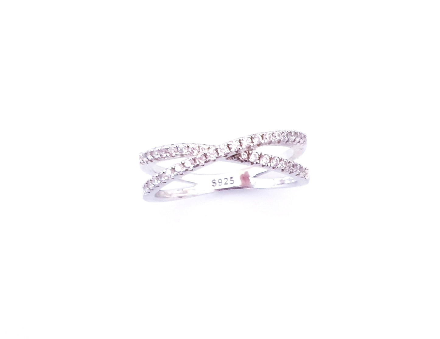 Crossover AAA Cubic Zirconia Sterling Silver Ring