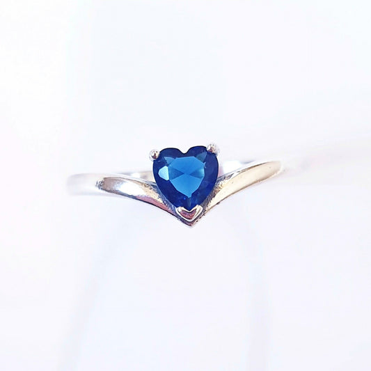 My Heart Will Go On Blue Heart AAA Cubic Zirconia Sterling Silver Ring