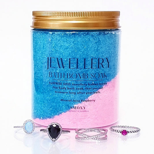 S925 RING INSIDE - Mineral Juicy Raspberry Bath Bomb Soak