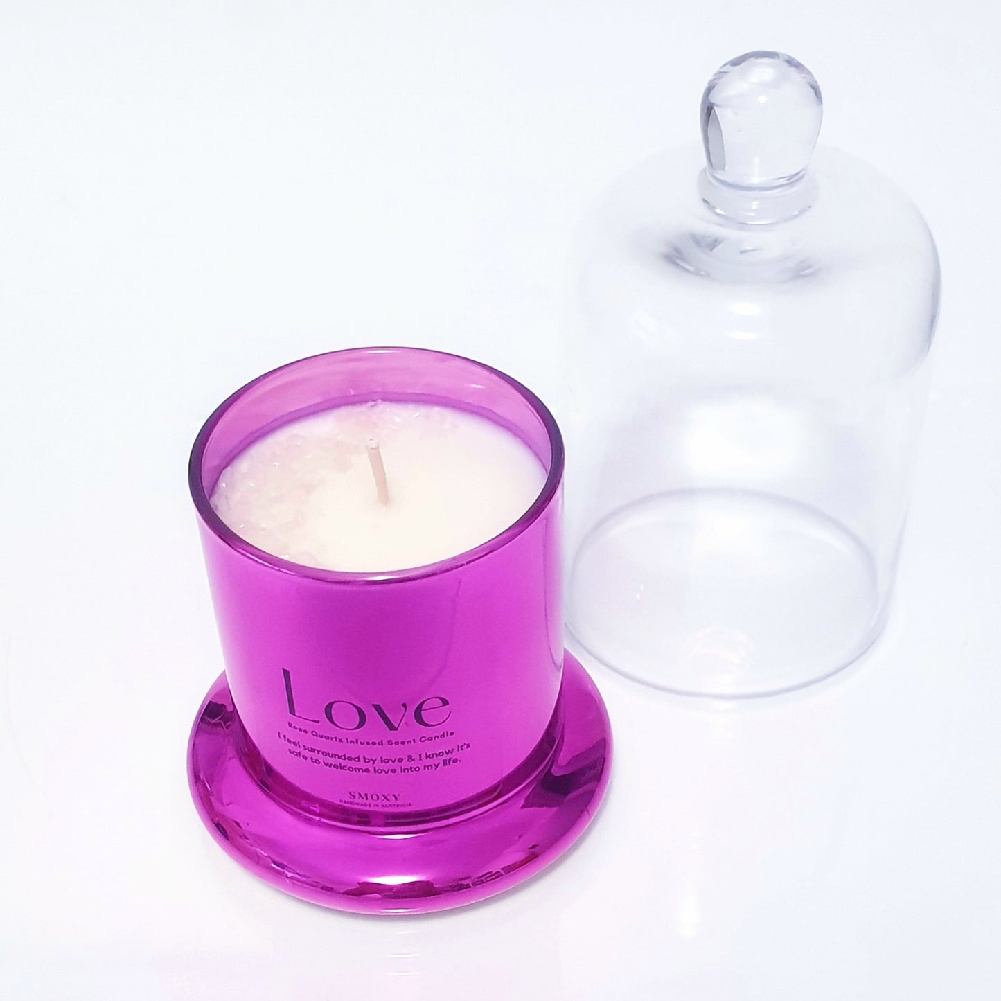 Love Rose Quartz Infused Cloche CocoSoy Candle