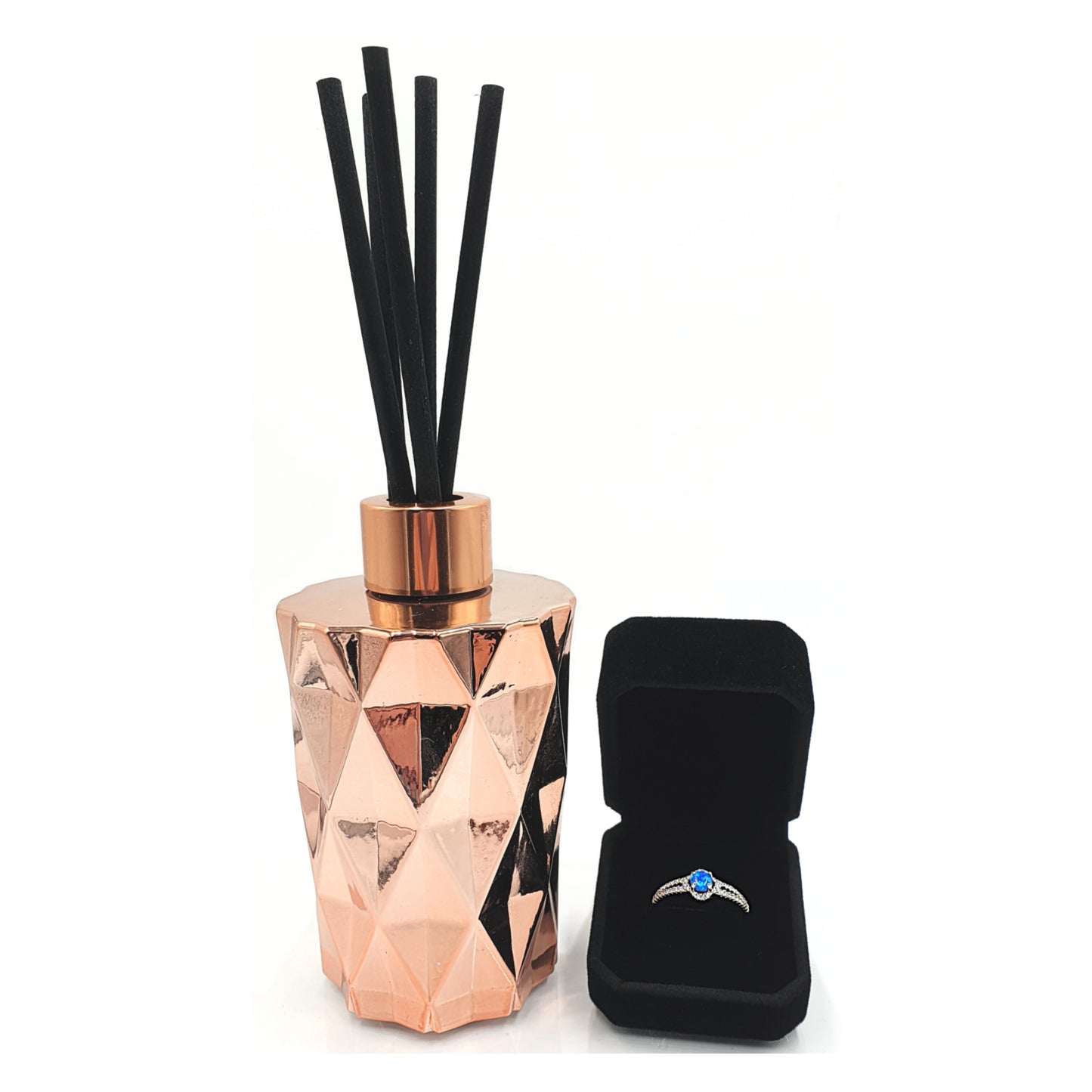 Coconut & Lime Rose Gold Diamond Diffuser + Sterling Silver Ring