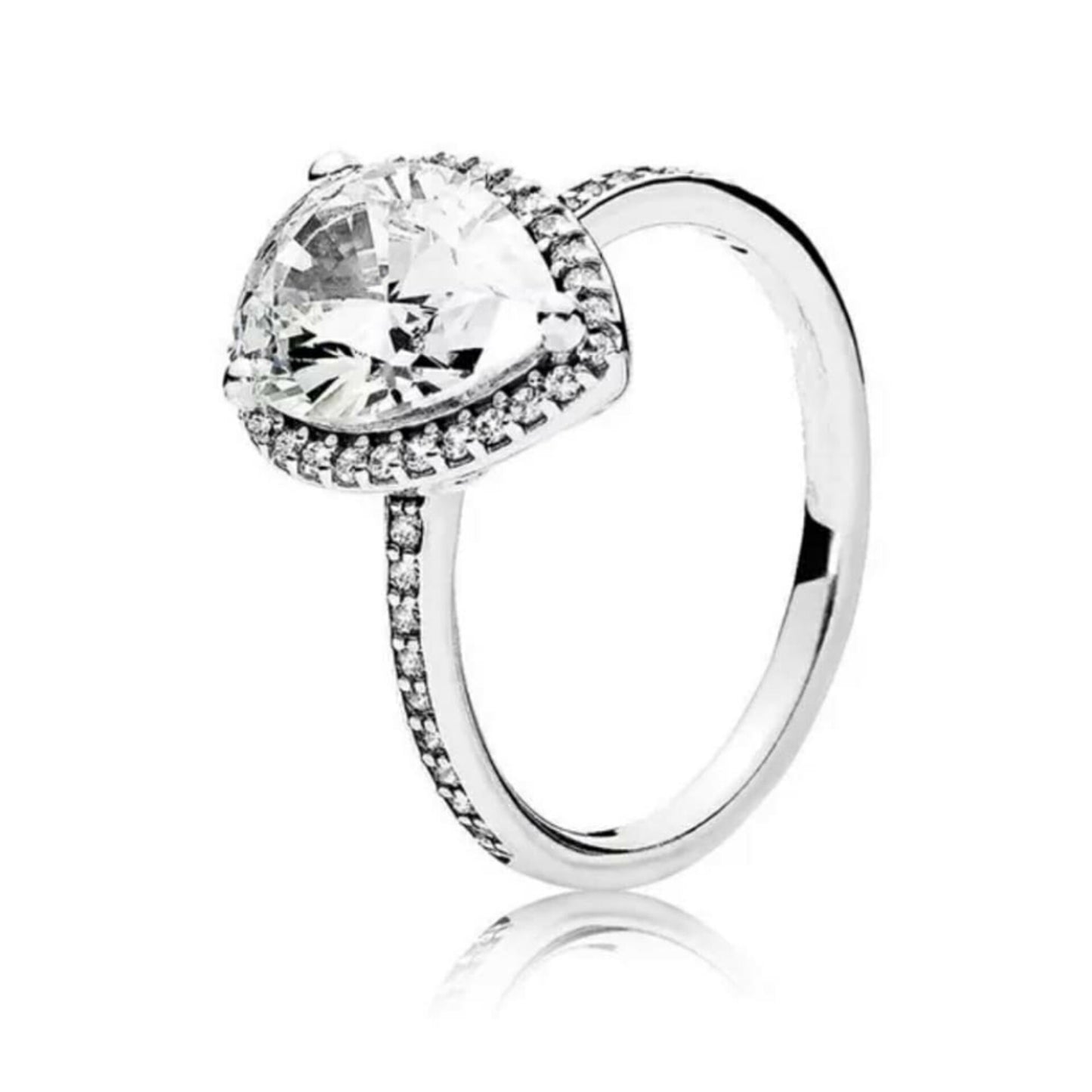 Pear Cut AAA Cubic Zirconia Sterling Silver Ring