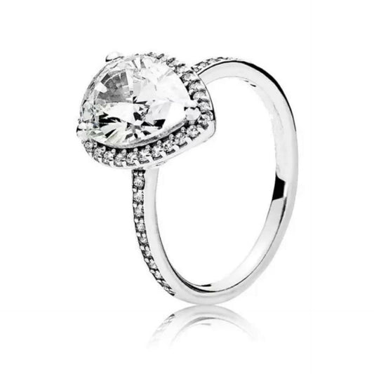 Pear Cut AAA Cubic Zirconia Sterling Silver Ring